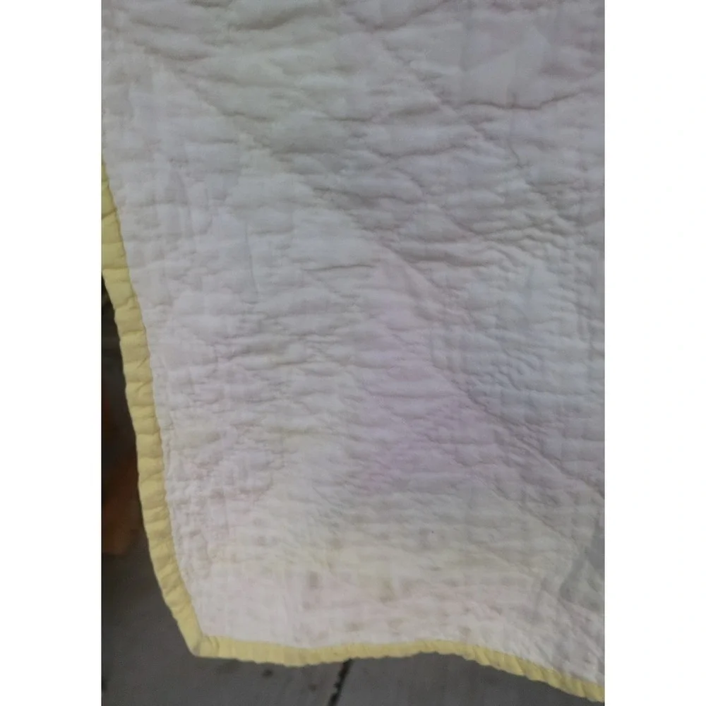 Vintage Friendship Star Quilt‎ Hand Quilted Pink Yellow Patchwork 64x75 Cottage